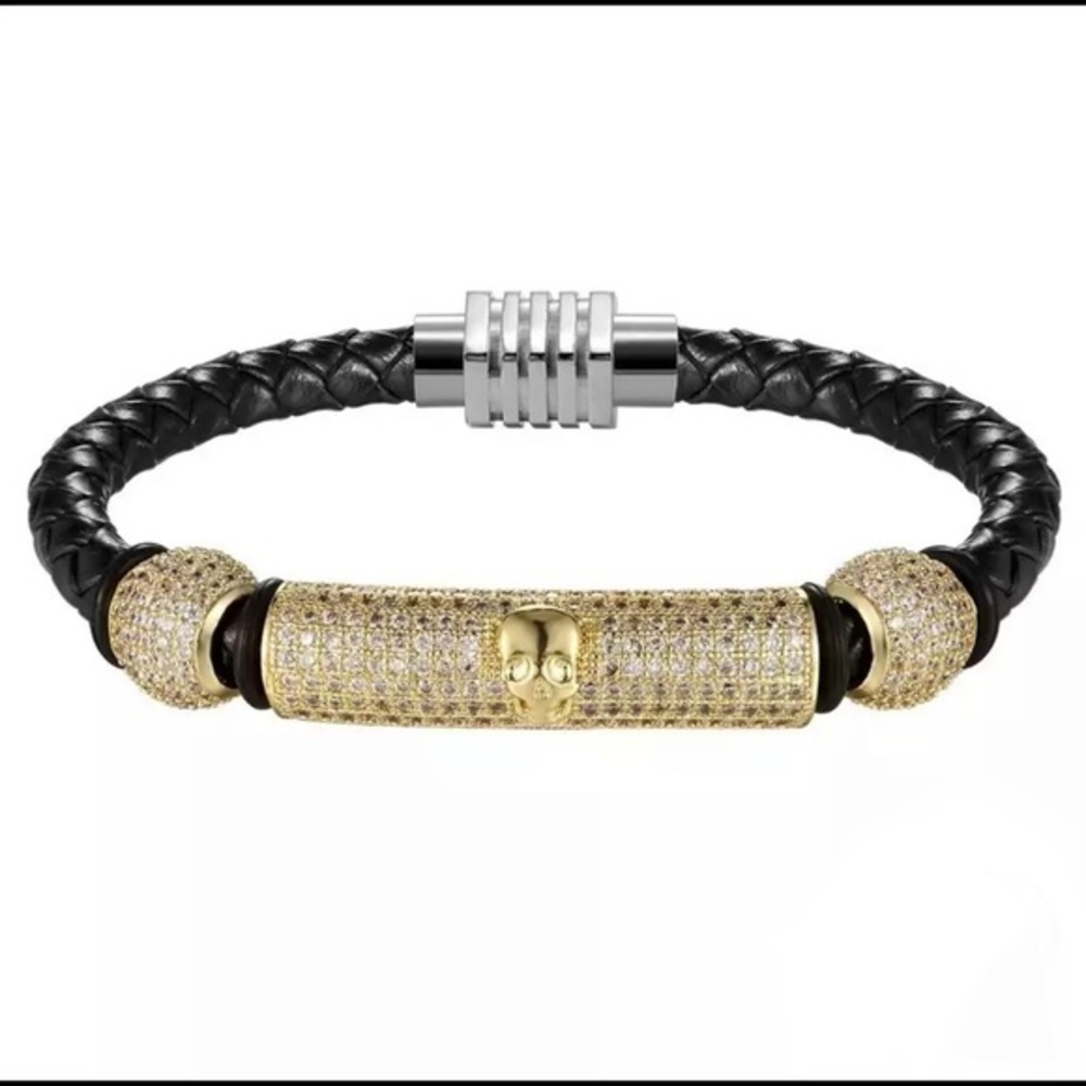 Skull Black Leather Bracelet​